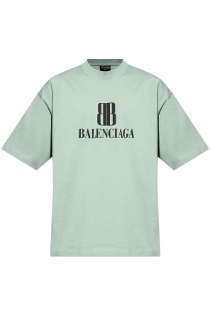 BALENCIAGA｜SHORT-SLEEVED ROUND NECK T-SHIRTS (764235 TP Men's Taped Balenciaga Back T-shirt Medium Fit in Heather